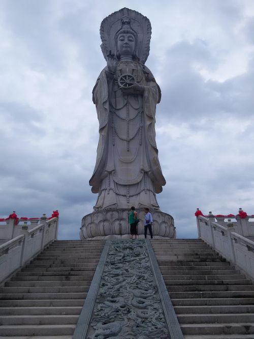 Kinija, Hubei, Enshi City, Statula, Buda, Laiptai