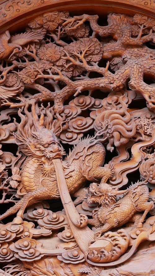 Kinija,  Drakonas,  Mediena,  Ornamentu,  Tradiciškai,  Kelionė,  Azija