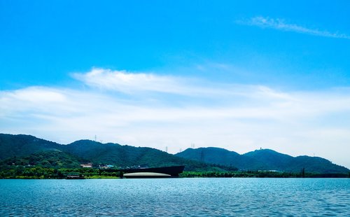 Kinija,  Hangzhou,  Xiang Ežeras,  Vasara,  Ežeras,  Natūralus,  Kraštovaizdis,  Mėlynas Dangus