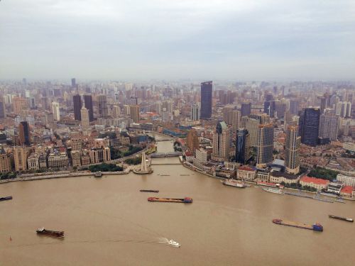 Kinija, Šanchajus, Orientacijos Perlas, Panorama, Nepastebėti, Debesuota Diena, Huangpu Upė
