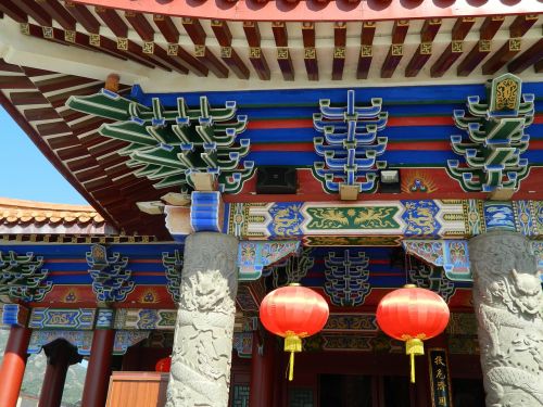 Kinų Senovės Architektūra, Šventykla, Karnizai, Pakelti Raudoną Žibintą