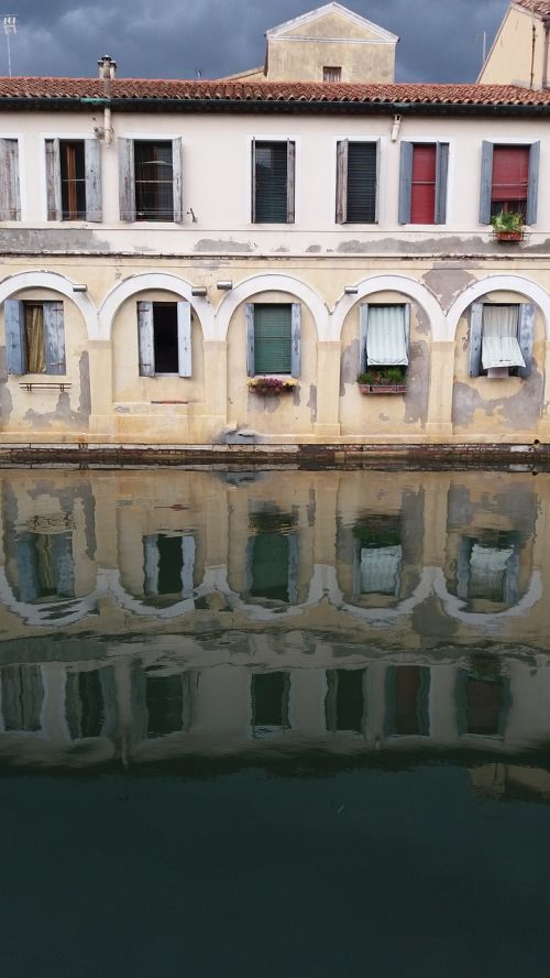 Chiogja, Venecija, Italy, Architektūra, Seni Namai, Gatvė, Miestas, Kanalas