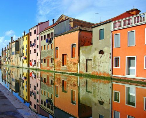 Chiogja, Italy, Seni Namai, Kanalas, Architektūra, Miestas, Atspindys, Gatvė
