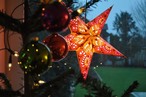 Kalėdos, Deko, Žvaigždė, Kalėdų Eglutė Uždaryti, Rutulys, Medžio Dekoracijos, Šventiniai Dekoracijos, Poinsettia, Kalėdinis Ornamentas, Kalėdų Puošimas