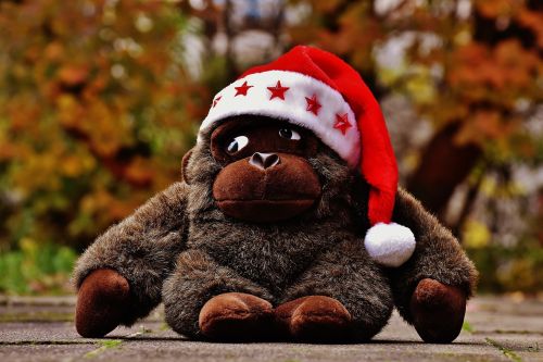 Kalėdos, Santa Skrybėlė, Iškamša, Minkštas Žaislas, Beždžionė, Gorila