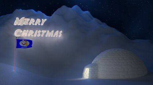 Kalėdos, Sniegas, Šiaurės Ašigalis, Polarnachtas, 3D Blenderis
