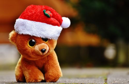Kalėdos, Teddy, Turėti, Iškamša, Minkštas Žaislas, Santa Skrybėlė, Žaislai, Mielas, Žvilgančios Akys, Juokinga, Linksma, Saldus, Meškiukas, Vaikų Žaislai