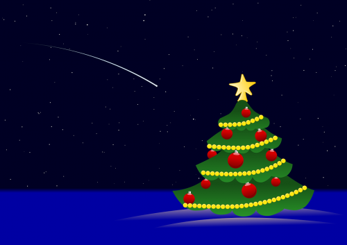 Kalėdos, Kalėdų Eglutė, Kalėdų Laikas, Kalėdiniai Dekoracijos, Fonas, Kalėdų Motyvas, Medis, Kalėdinis Atvirukas, Adventas, Kalėdų Puošimas, Apšvietimas, Papuoštas, Kalėdų Norai, Medžio Dekoracijos, Žvaigždėtas Dangus, Žvaigždė, Krentanti Žvaigždė, Naktinis Dangus, Nemokama Vektorinė Grafika