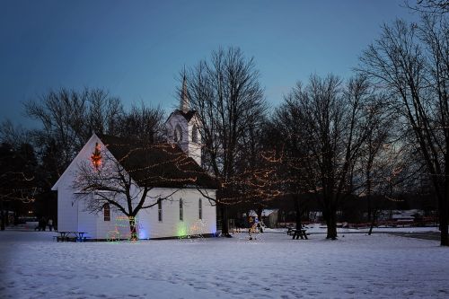 Kalėdų Bažnyčia, Bažnyčia Naktį, Atostogų Bažnyčia, Xmas Miestas, Kalėdų Žiburiai, Kraštovaizdis