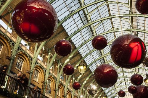 Kalėdiniai Dekoracijos, Londonas, Parduotuvės Dekoracijos, Kalėdiniai Kamuoliai, Rinkos Salė, Kalėdos
