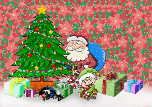 Santa,  Elfas,  Medis,  Kalėdos & Nbsp,  Medis,  Pateikti,  Kalėdos,  Skaitmeninis & Nbsp,  Menas,  Meno Kūriniai,  Kalėdų Džiaugsmas