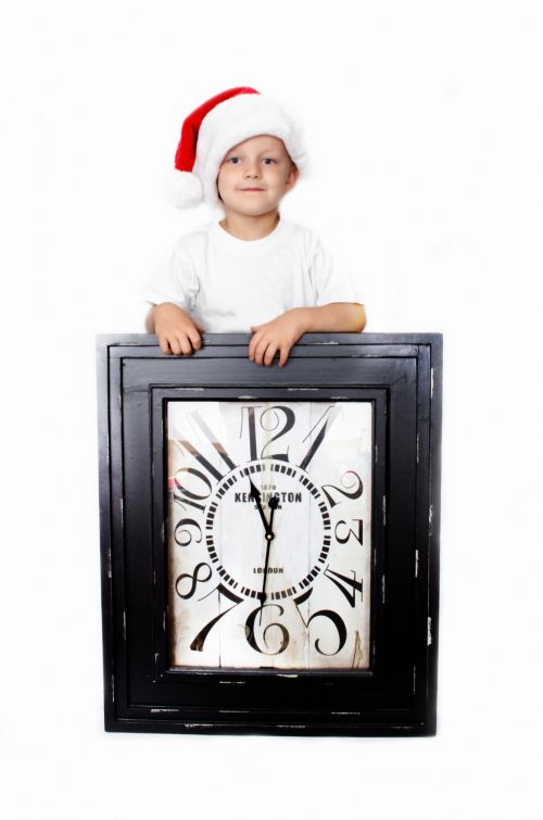 Kalėdos,  Laikas,  Žmonės,  Vaikas,  Berniukas,  Vaikas,  Vaikai,  Šventė,  Santas & Nbsp,  Hat,  Apdaila,  Laikrodis,  Kalėdų Laikas