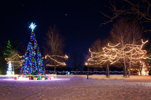 Kalėdų Miestas, Xmas Tree, Žiema, Šventė, Sezonas, Naktis, Kaimas, Gruodžio Mėn .