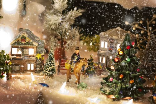 Kalėdinis Kaimas, Kalėdos, Xmas, Sniegas, Žiema, Šventė, Kraštovaizdis, Apdaila, Pasveikinimas, Scena, Linksmų Kalėdų, Gatvė