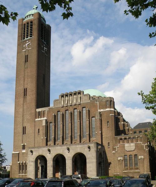 Christus Koningkerk, Antwerpen, Belgija, Bažnyčia, Bokštas, Eksterjeras, Architektūra, Religinis, Pastatas