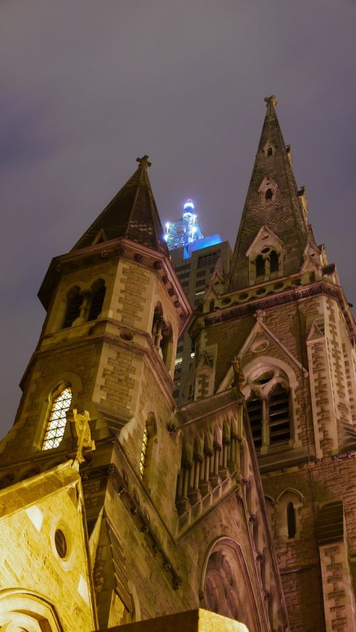 Bažnyčia, Naktis, Melburnas, Katedra