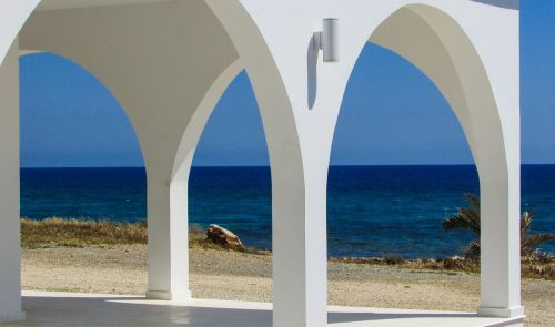 Bažnyčia, Architektūra, Balta, Mėlynas, Kipras