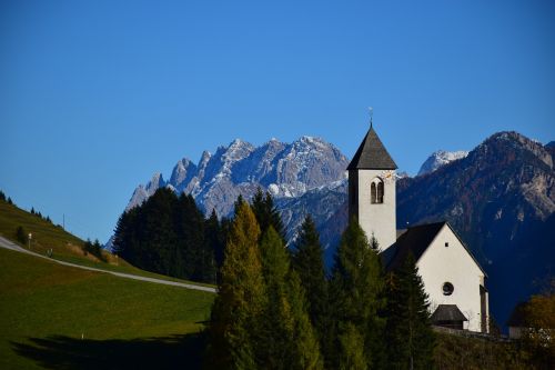 Rytų Tyrol, Tessen Kalnas, Bažnyčia, Kalnas, Kraštovaizdis, Mėlynas Dangus