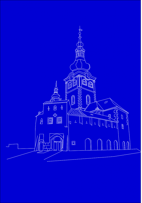 Bažnyčia, Katedra, Katalikų, Mėlynas, Kontūrai, Kupolas, Nemokama Vektorinė Grafika