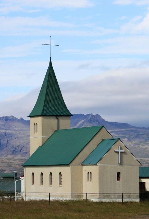 Bažnyčia, Iceland, Kalnas, Peizažai, Dievas, Krikščionybė