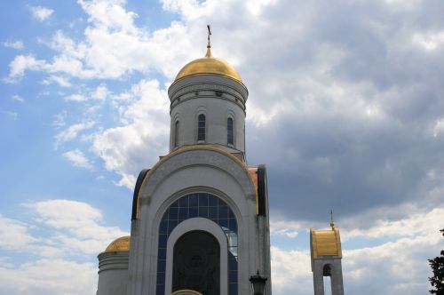 Bažnyčia, Pastatas, Rusų Ortodoksų, Architektūra, Religija, Arkos, Aukso Kupolai, Dangus Ir Debesys