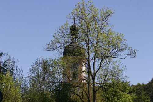 Bažnyčia, Pavasaris, Medžiai, Schambach, Schambach Slėnis, Altmühltal Gamtos Parkas, Altmühl Slėnis, Nuotaika