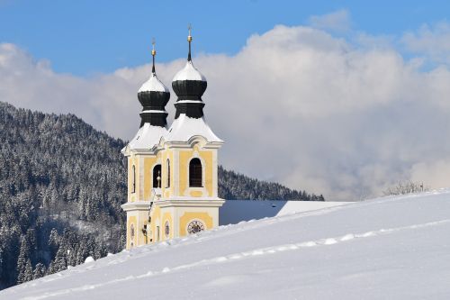 Bažnyčia, Žiema, Snieguotas, Hopfgarten
