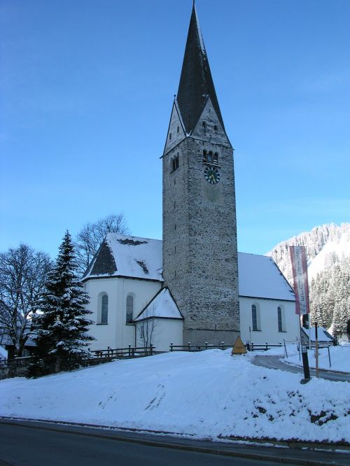 Bažnyčia, Mittelberg, Kleinwalsertal, Austria, Žiema, Sniegas, Šventė