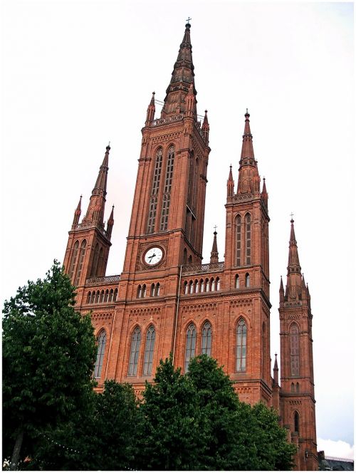 Bažnyčia, Katedra, Architektūra, Laikrodis, Vokietija, Wiesbaden, Laikrodzio Bokstas