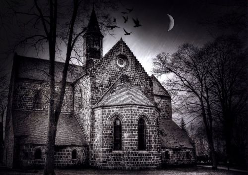 Bažnyčia, Naktis, Tamsi, Tamsa, Mėnulis, Mistinis, Mėnulio Šviesa, Creepy