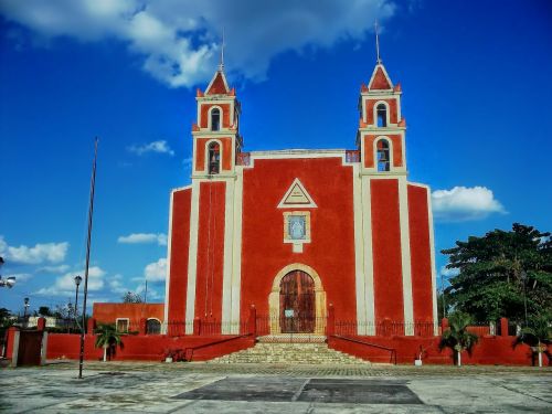 Bažnyčia, Tikėjimas, Religija, Architektūra, Hdr, Dangus, Debesys, Yukatanas, Meksika