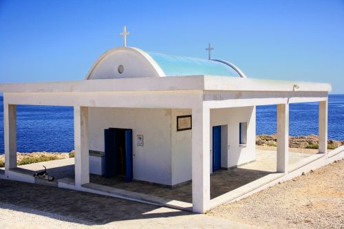 Bažnyčia, Papludimys, Jūra, Kipras, Graikija, Kranto, Jūros Krantas, Turizmas, Kelionė