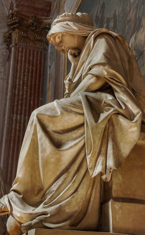 Bažnyčia, Statula, Mąstymas, Liūdnas, Lady, Moteris, Italy