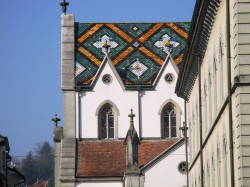 Bažnyčia, St, Laurence, Stogas, Architektūra, Senamiestis, St Gallen, Šveicarija