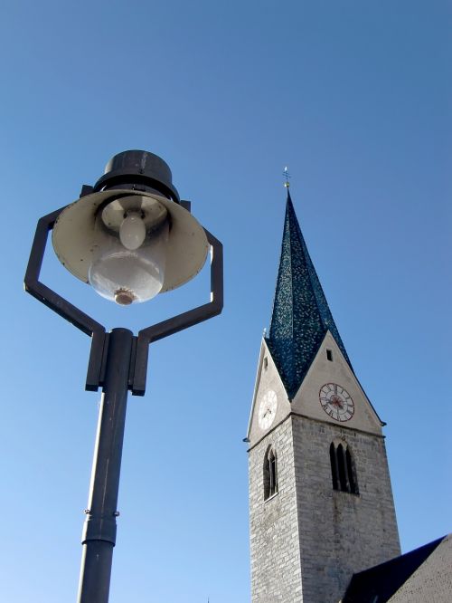 Bažnyčia, Gotikos Varpinė, Dangus, Lempa, Žibintas, Gatvės Lempa, South Tyrol, Apšvietimas