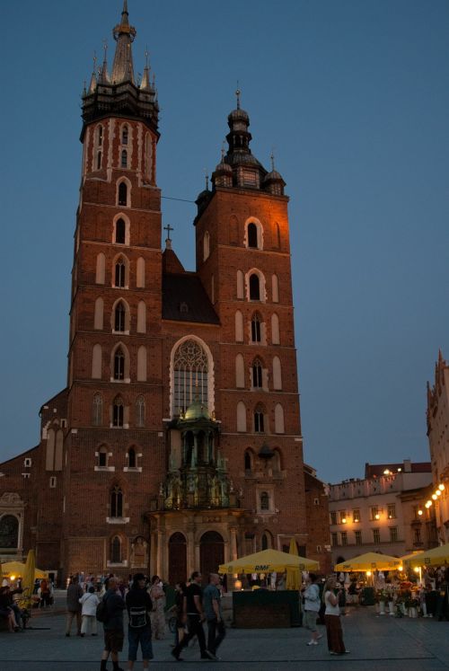 Bažnyčia, Parduotuvė, Senamiestis, Paminklai, Naktis, Vakaras, Kraków