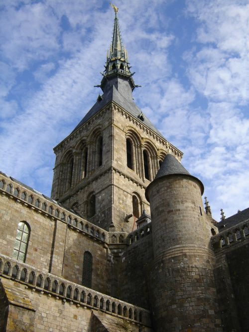 Bažnyčia, Bokštas, Spire, Le Mont Saint Michel, Normandija, France