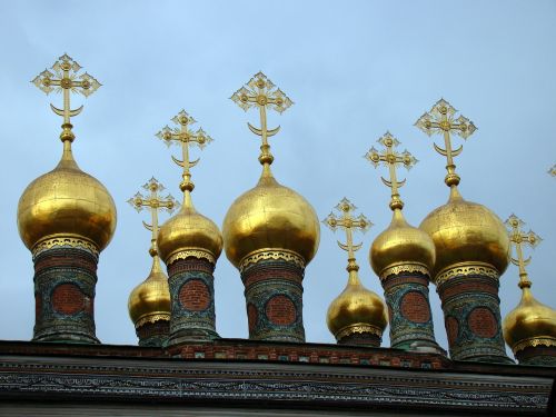 Nusodinimo Bažnyčia, Kupolas, Kryžiai, Pusmėnulio Mėnuliai, Kremlius, Moscow, Rusija
