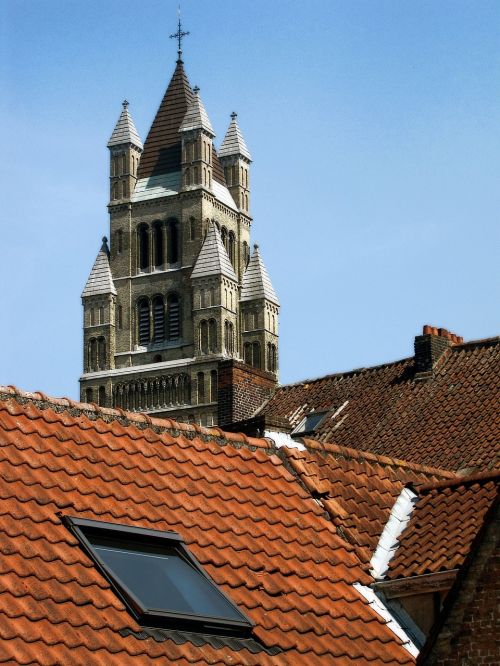 Bažnyčios Bokštas, Čerpių Stogas, Stogas, Stoglangis, Stogo Čerpės, Bruges, Belgija