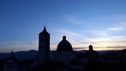 Bažnyčios, Katedra, Saulėlydis, Siluetai, Baunei, Sardinija, Viduržemio Jūros, Italy