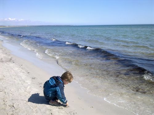 Vaikas Žaidžia Paplūdimyje, Vaikai, Papludimys, Žiema, Falsterbo, Švedija, Himmel
