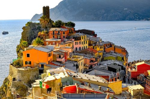 Cinque Terre, Vernazza, Kaimas, Viduržemio Jūros, Kranto, Jūros Dugnas, Kraštovaizdis, Ligurija, Italy, Jūra, Spalvinga