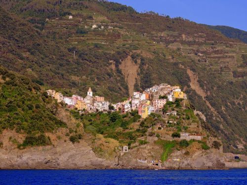 Cinque Terre, Uolos, Namai, Šalis, Jūra, Kalnas, Corniglia, Ligurija, Italy, Costa, Vanduo