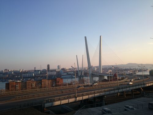 Miestas, Vladivostok, Tiltas, Kelias, Rusija, Dangus