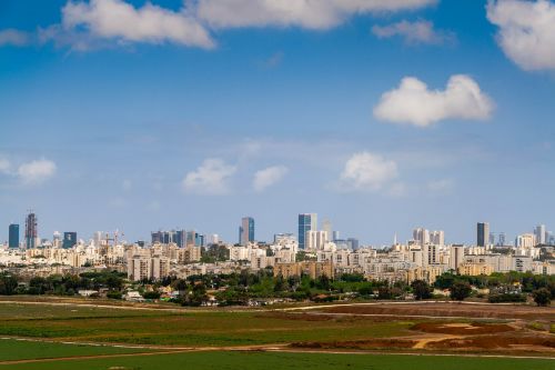 Miestas, Tel Avivas, Izraelis, Mėlynas, Dangus, Debesys, Pastatas, Vaizdas