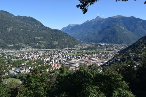 Miestas, Bellinzona, Šveicarija, Kalnai, Kraštovaizdis, Gamta, Dangus, Vasara
