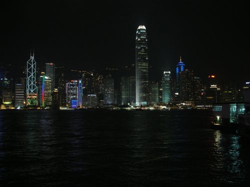 Miestas, Naktis, Jūra, Finansinis, Honkongas