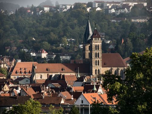 Miesto Bažnyčia, Esslingen, Rūkas, Migla, Tolimas Vaizdas, Bažnyčia
