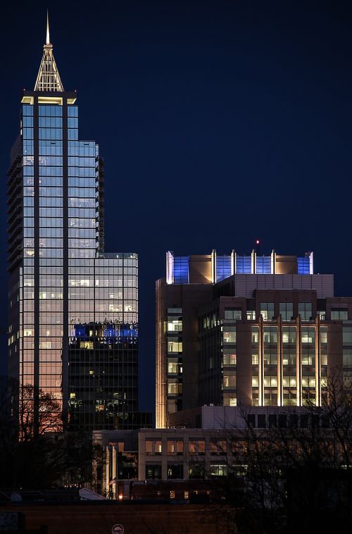 Miesto Panorama, Centro, Naktinė Nuotrauka, Panorama, Raleigh North Carolina