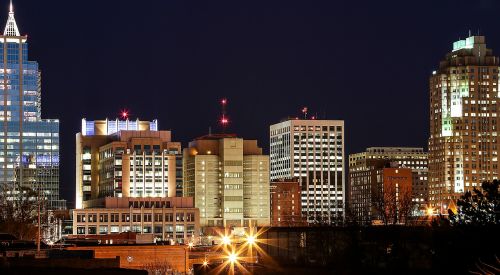 Miesto Panorama, Centro, Naktinė Nuotrauka, Panorama, Raleigh North Carolina